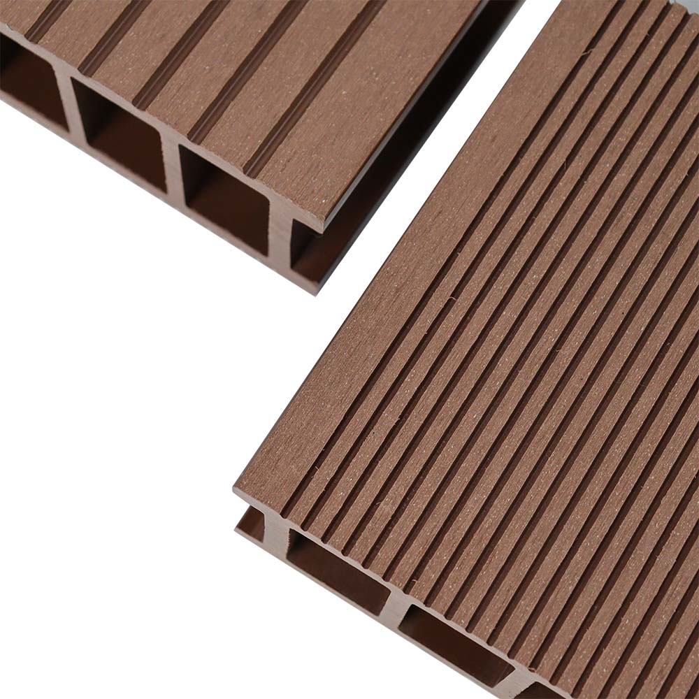 Cheap artificial hardwood wpc decking garden fence hollow deck wpc wood plastic composite decking boards wood texture flooring