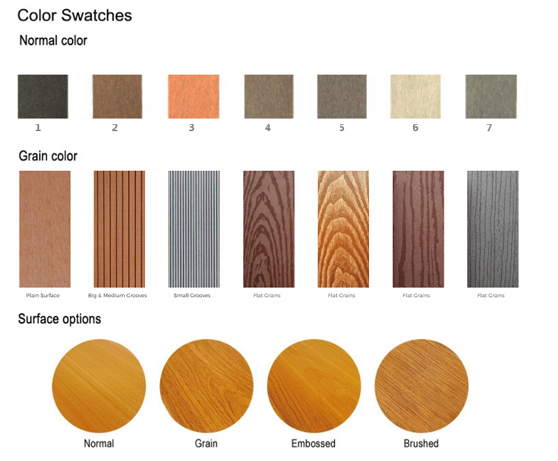 Custom interlock WPC outdoor decking 3D embossing wood grain composite decking boards wood plastic texture flooring