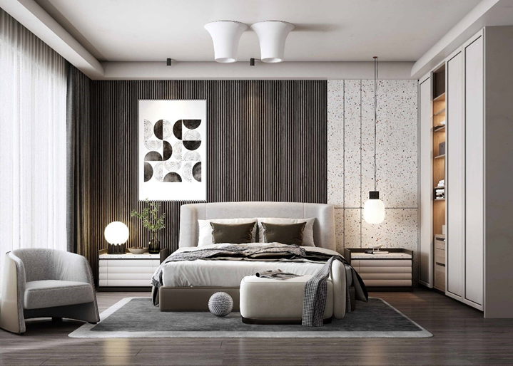 Bedroom Background Wall – WPC Wall Panel Design