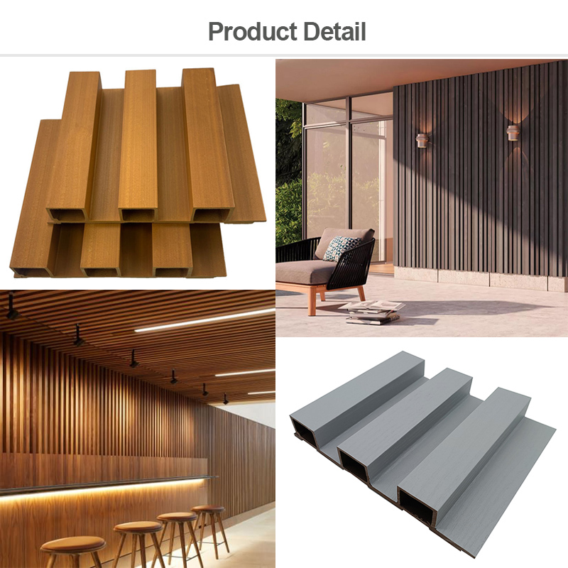 122mm Interior Decoration Wall Cladding PS Wall Panel 3D Fluted Wooden Solid Panel