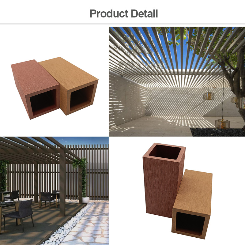 Outdoor Decoration Wpc Timber Tube Pe Wood Plastic Composite Square Hollow Timber Tube