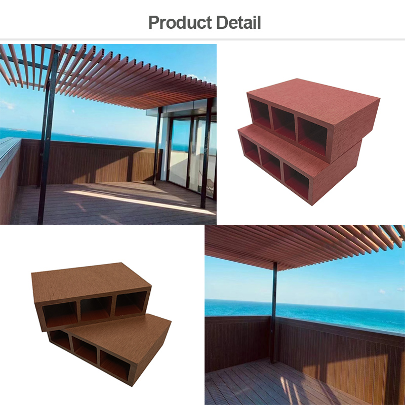 Outdoor Decoration Batten 150*50mm WPC Hollow Square Tube Column Wooden Partition Wall Wood Grain Ceiling Timber Tube