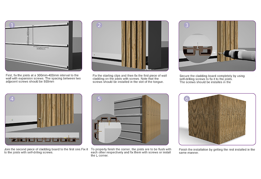 Wholesale Wood Veneer Fluted Wall Panel Background Walls Cladding Indoor Wood Plastic Composite WPC Boards Wall Panels Outdoor
