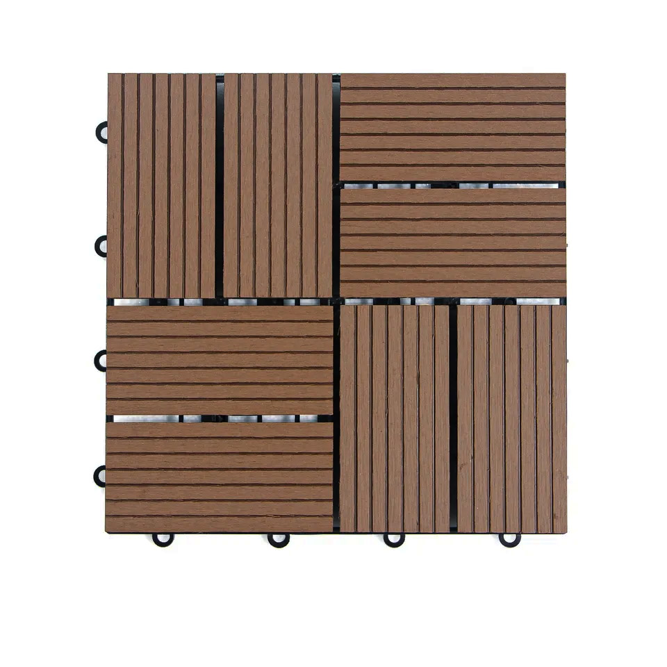 WPC Co-Extrudsion Tiles Eco-Friendly WPC Solid Interlock Floor Tile Wood Plastic Composite Decking Outdoor DIY Floor Tiles