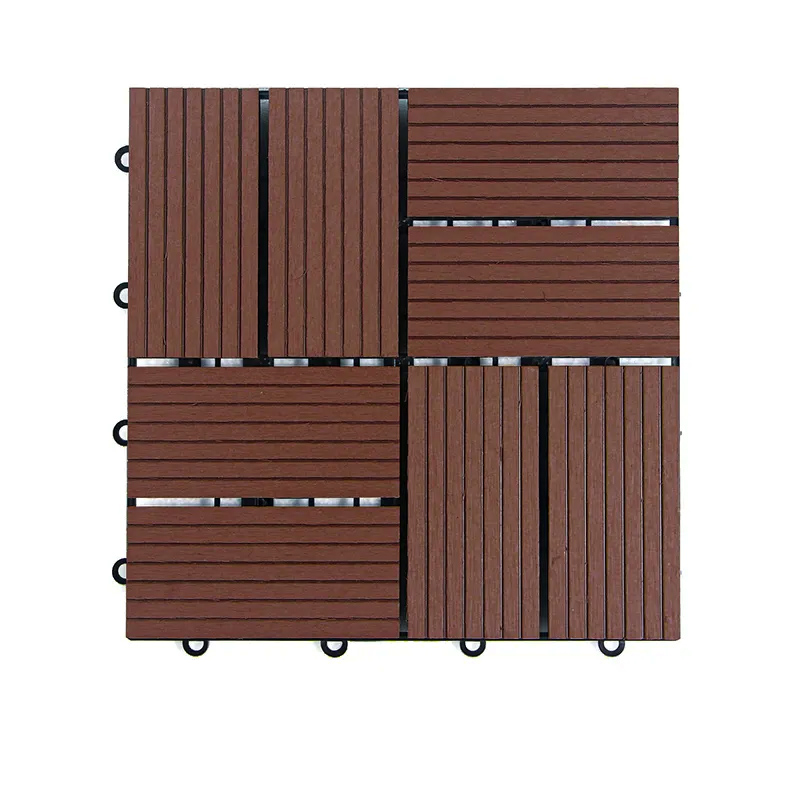 WPC Co-Extrudsion Tiles Eco-Friendly WPC Solid Interlock Floor Tile Wood Plastic Composite Decking Outdoor DIY Floor Tiles