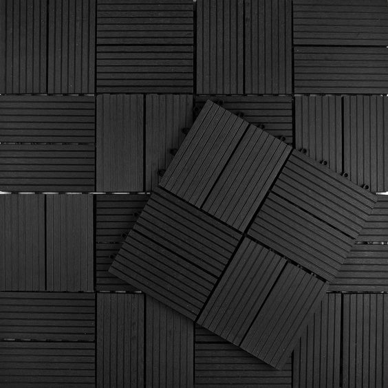 WPC Co-Extrudsion Tiles Eco-Friendly WPC Solid Interlock Floor Tile Wood Plastic Composite Decking Outdoor DIY Floor Tiles