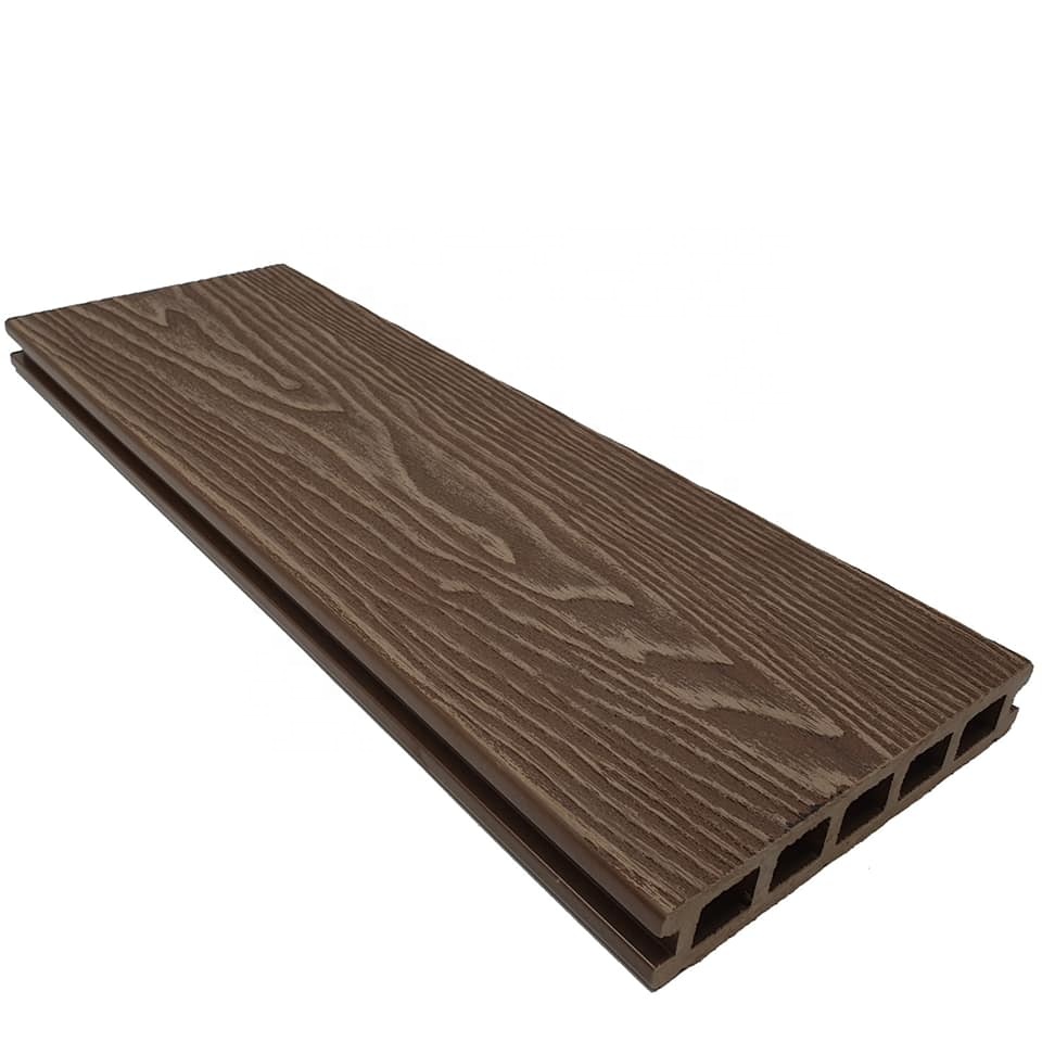 Waterproof Fire Rated 3D Embossed Hollow Profile Outdoor Swimming Pool Garden Terrace WPC Material Flooring Timber Board Wood Plastic Composite Decking 