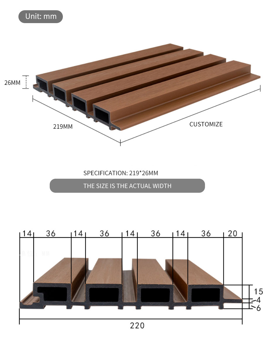 Great Wall Cladding Exterior Outdoor Wood Pvc Co Extrusion Fluted Design Louver Decorative Composite Board Wpc Wall Facade Panel