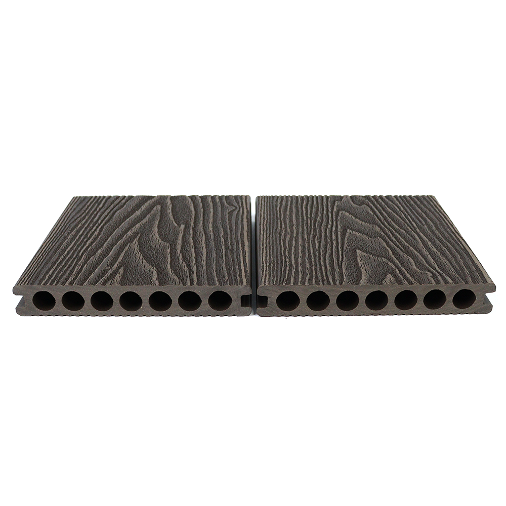 Custom interlock wpc outdoor Decking 3D embossing wood grain composite decking board china wood plastic texture flooring