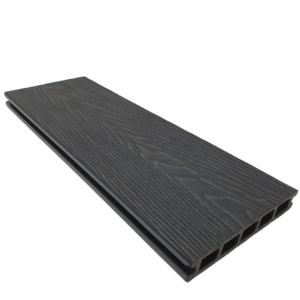 Waterproof Fire Rated 3D Embossed Hollow Profile Outdoor Swimming Pool Garden Terrace WPC Material Flooring Timber Board Wood Plastic Composite Decking 