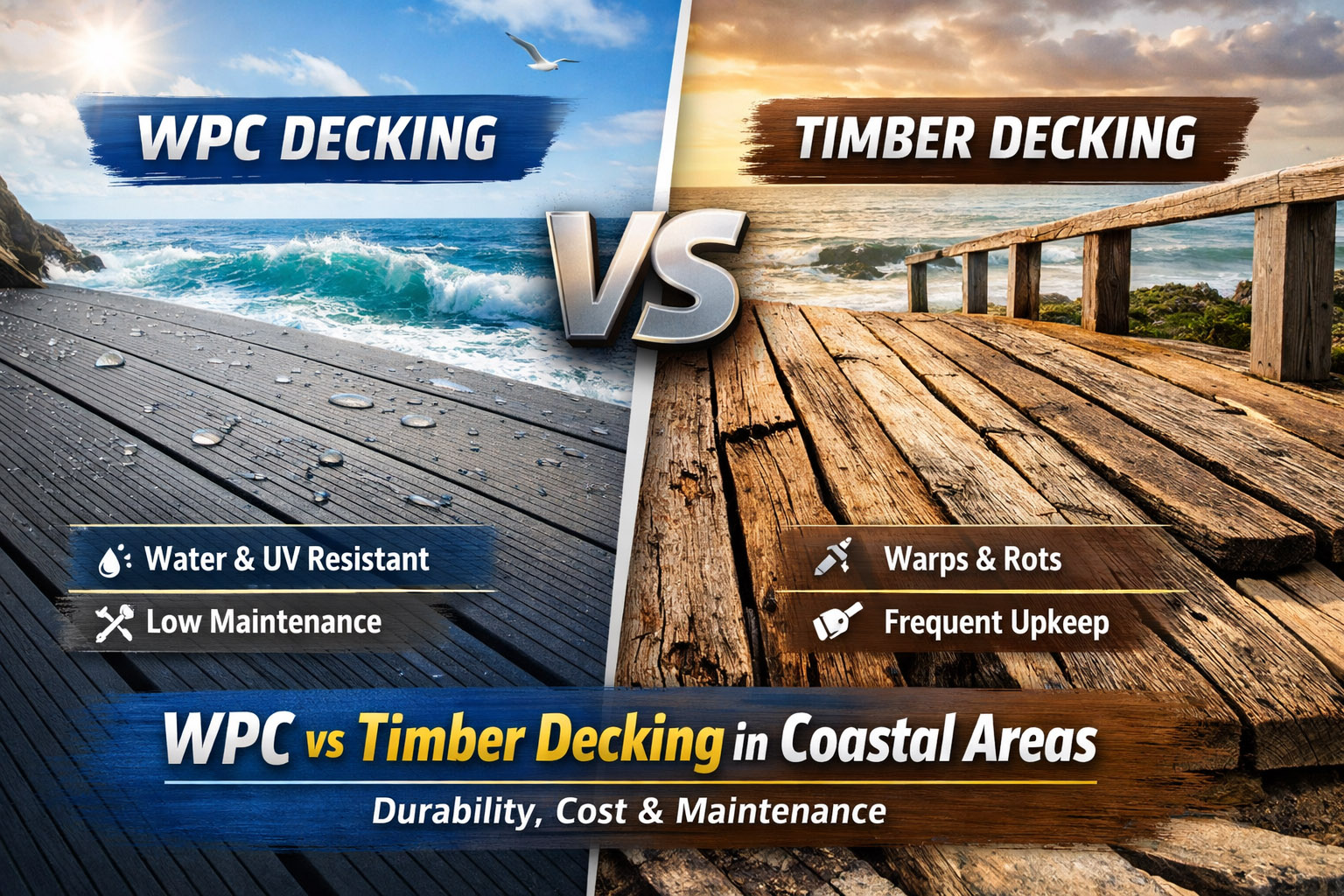 WPC vs Timber Decking in Coastal Areas: Durability, Cost & Maintenance
