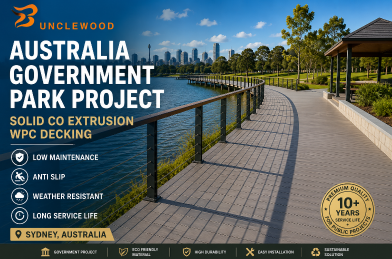 Australia Government Park Boardwalk Project Using Solid Co Extrusion WPC Decking for Long Lasting Outdoor Flooring Solutions