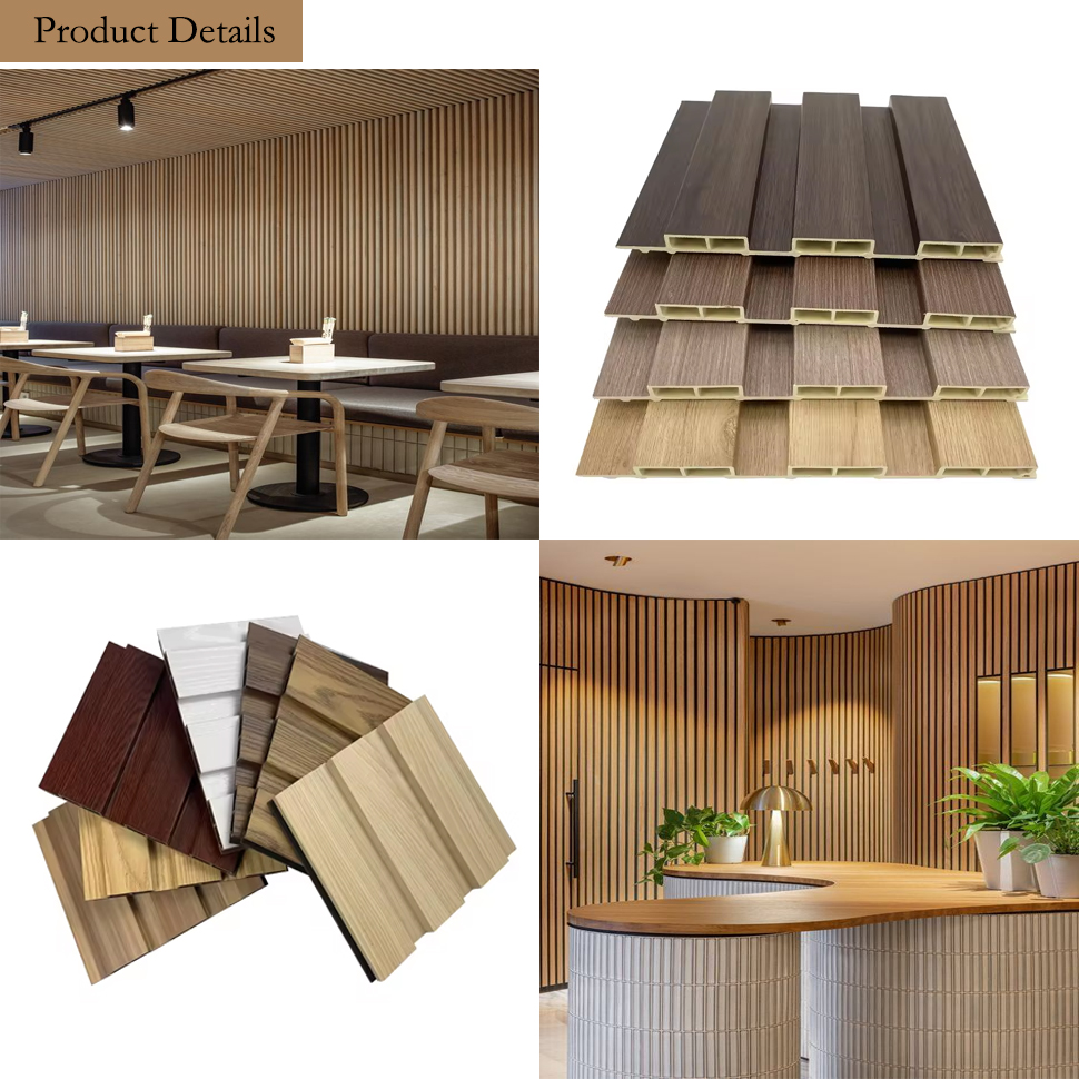 Fluted WPC Wall Cladding Eco-friendly Building PVC Decorative Covering Interior Wood Composite Wall Panel Interior