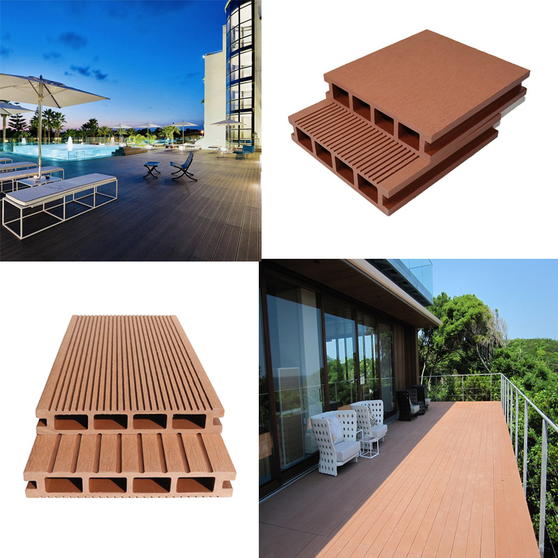 Exterior Terrace Wood Texture Alfresco WPC Flooring Panel Wood Plastic Composite Decking 