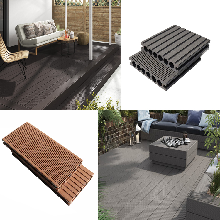 Cheap artificial hardwood wpc decking garden fence hollow deck wpc wood plastic composite decking boards wood texture flooring