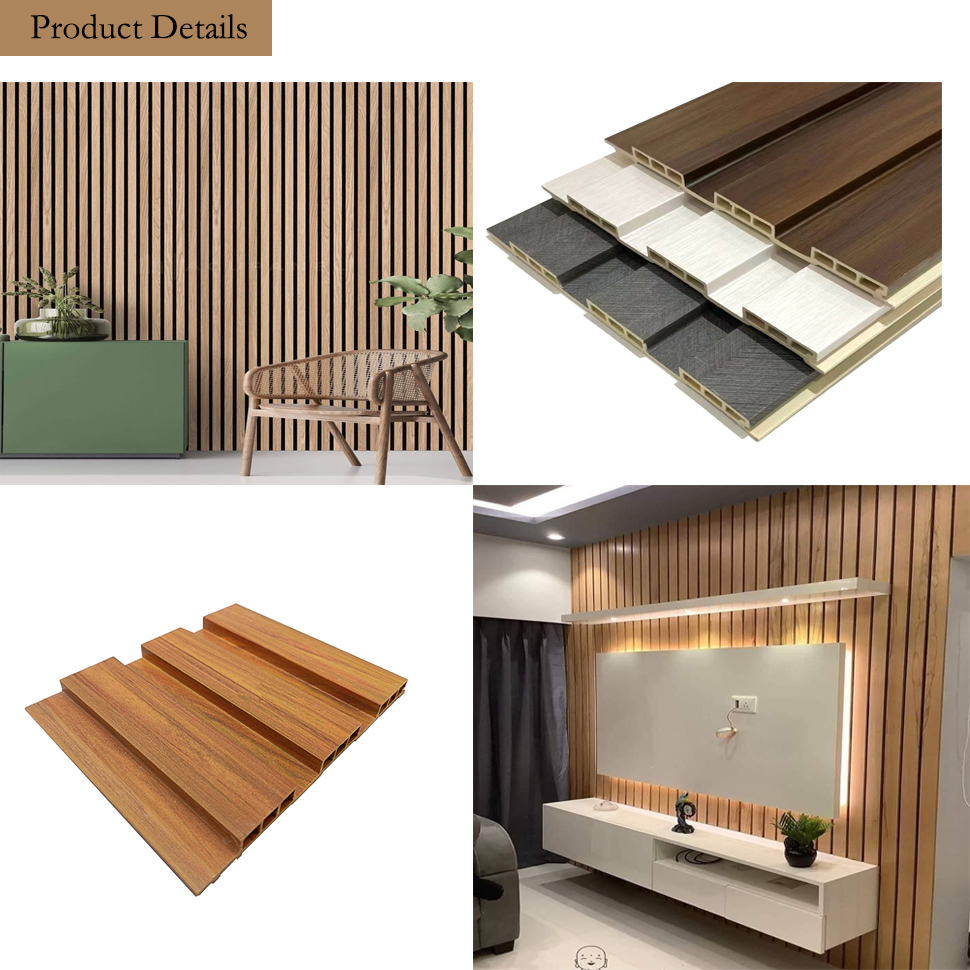 Wood Plastic PVC Wall Panel WPC PVC Cladding Boards Interior Exterior Fluted Wall Panels WPC Wall Panel 