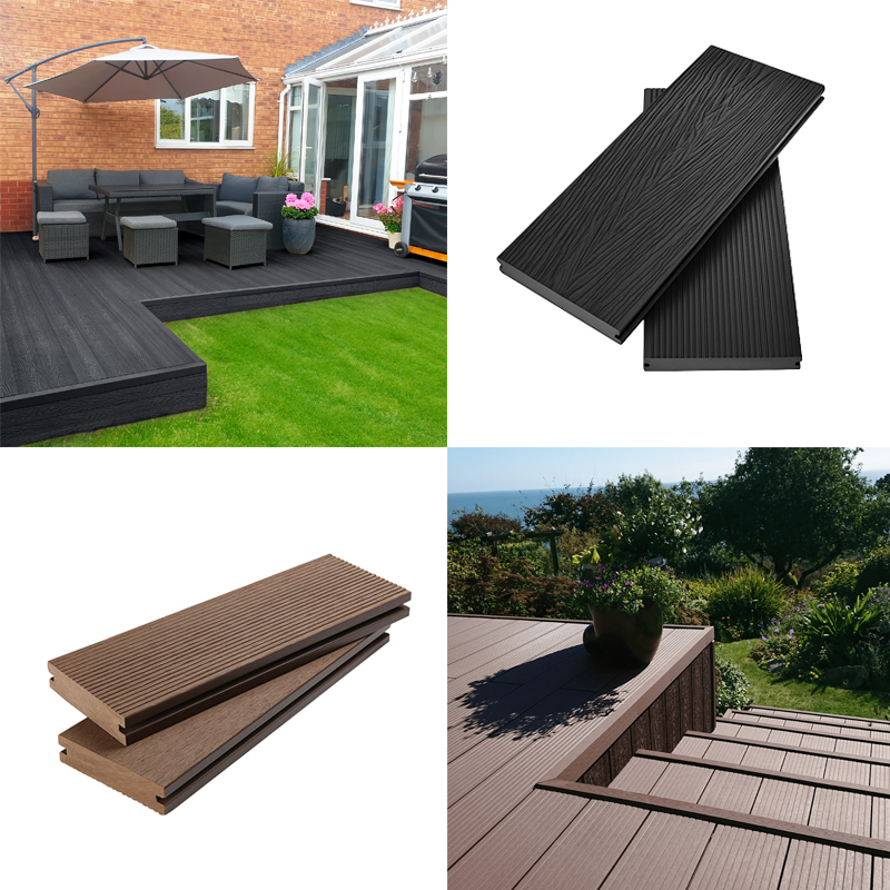 3D Embossed Wood Grain Outdoor Waterproof WPC Composite Decking Boards for Patios Gardens and Outdoor Spaces