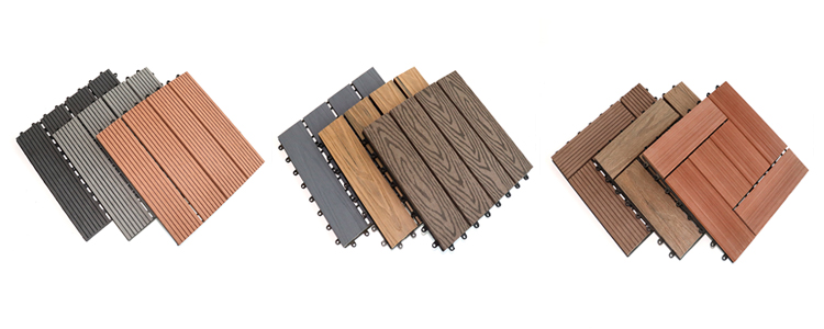 Waterproof Low Maintenance Wood Plastic Composite DIY Floor WPC Outdoor Patio Decking Tiles 