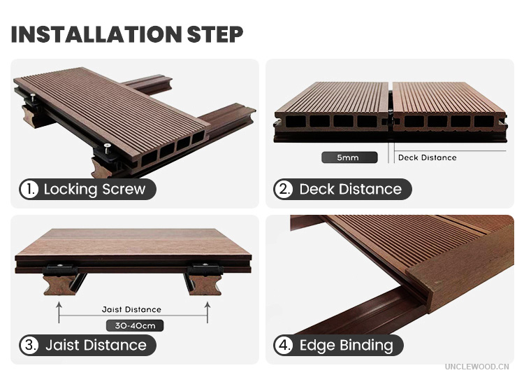 Composite wood plastic deck board european plank outdoor terrace patio teak smooth exterior wpc decking brushed panel flooring