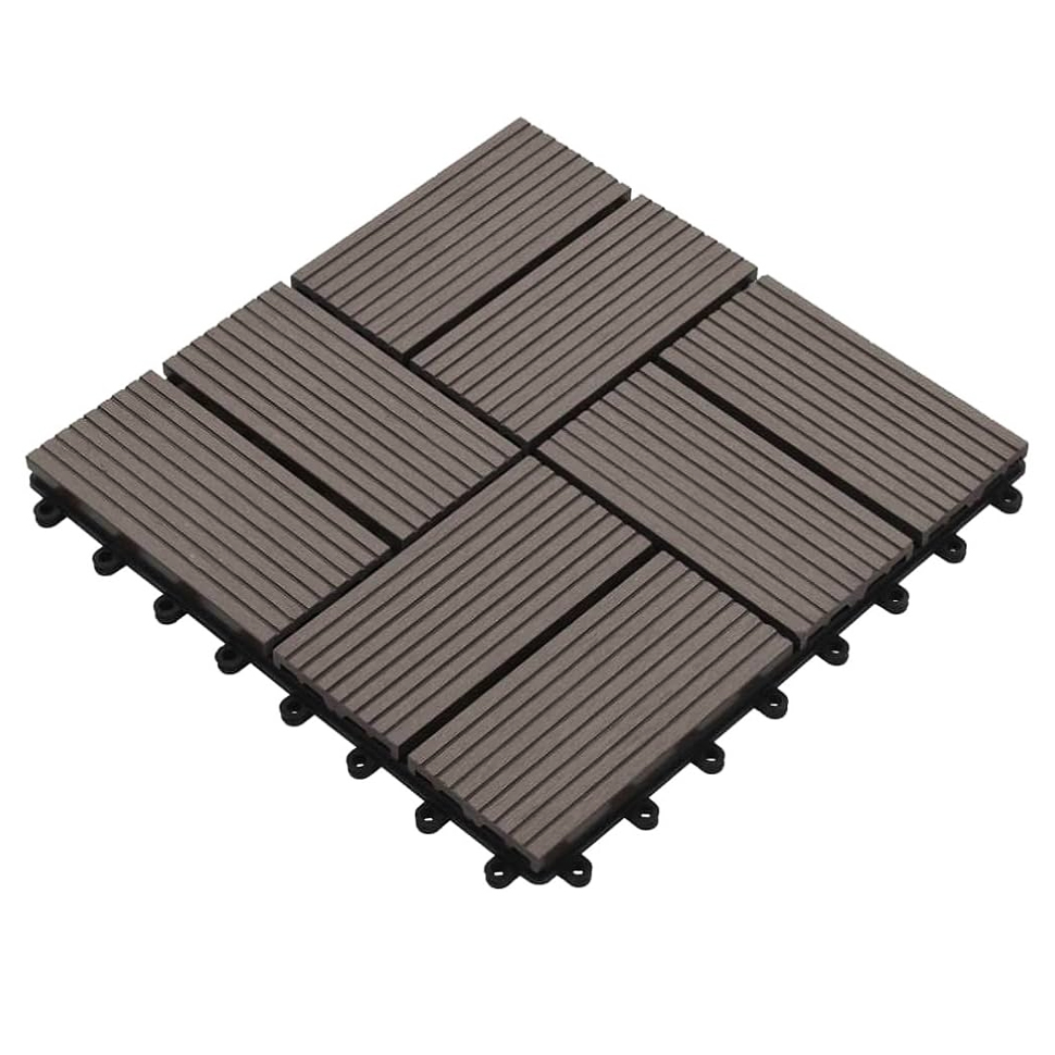 WPC Co-Extrudsion Tiles Eco-Friendly WPC Solid Interlock Floor Tile Wood Plastic Composite Decking Outdoor DIY Floor Tiles