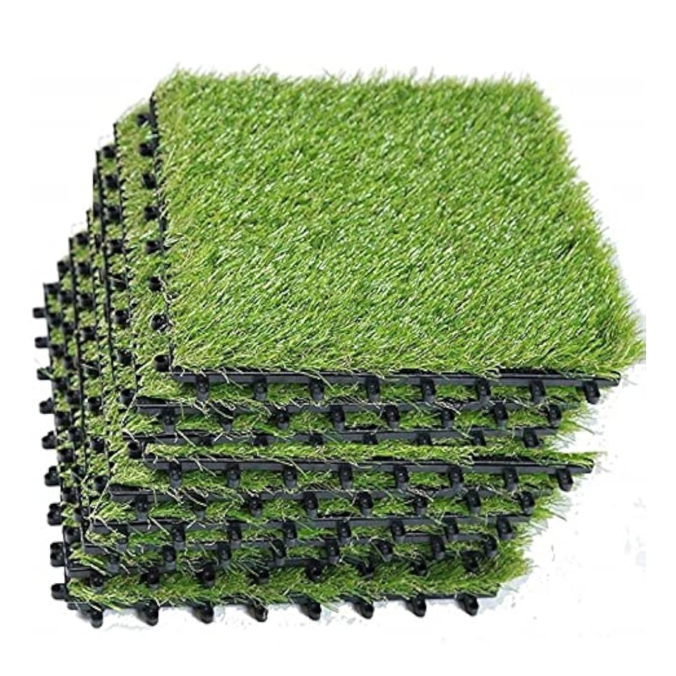 Premium Synthetic Turf Flooring Interlocking Grass Tiles with WPC Decking for Outdoor Patios Gardens and Decks