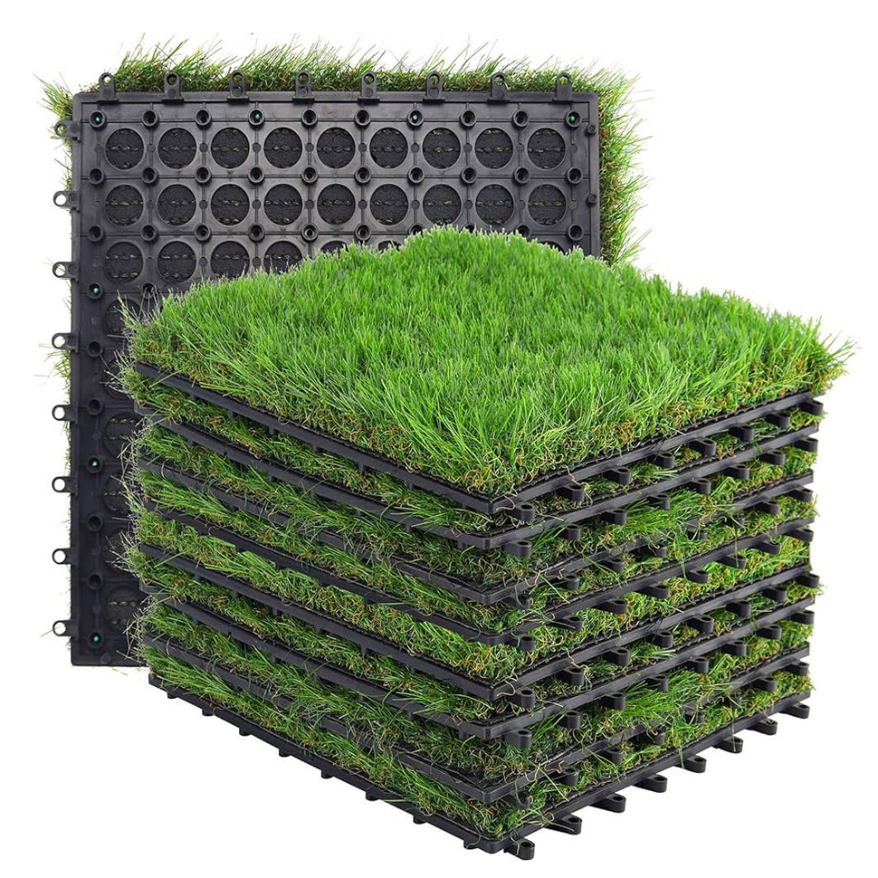 Synthetic turf flooring carpet grass tiles artificial grass interlocking tiles WPC Deck Tiles