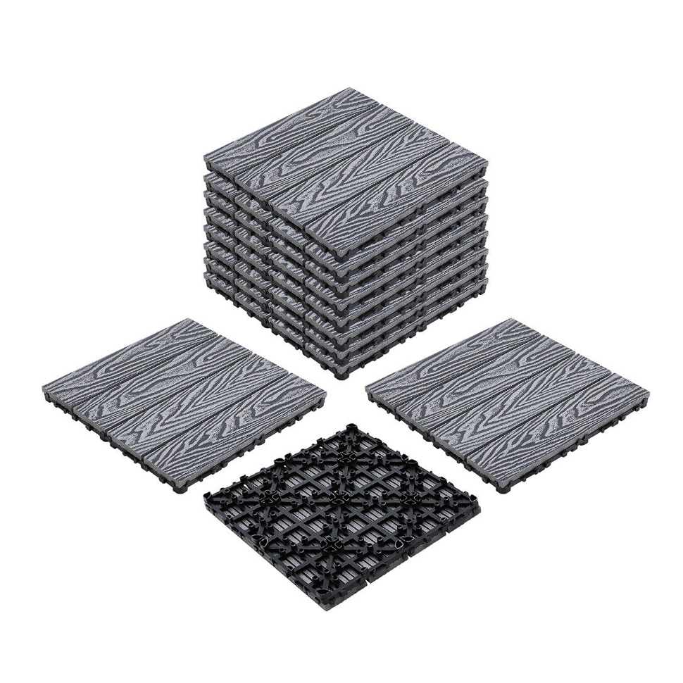 3D embossed ideal wood replacement barefoot friendly wpc decking tiles composite timber for garden decoration and balcony&pool