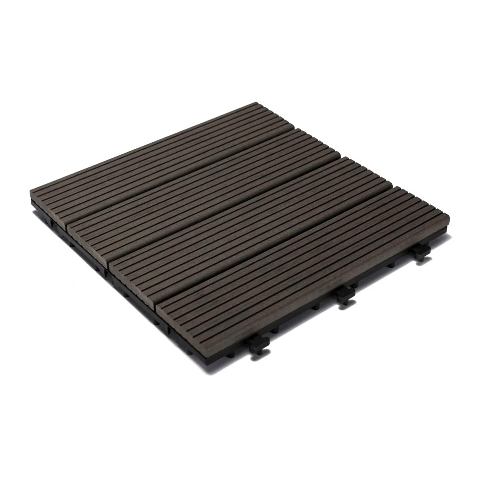  Outdoor Anti-UV Interlocking Wood Plastic Flooring Garden WPC Diy Deck Tile Composite Decking Tile