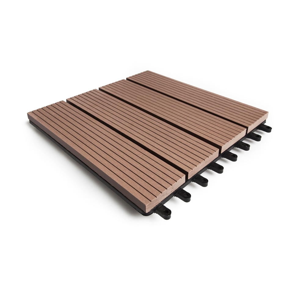  Outdoor Anti-UV Interlocking Wood Plastic Flooring Garden WPC Diy Deck Tile Composite Decking Tile