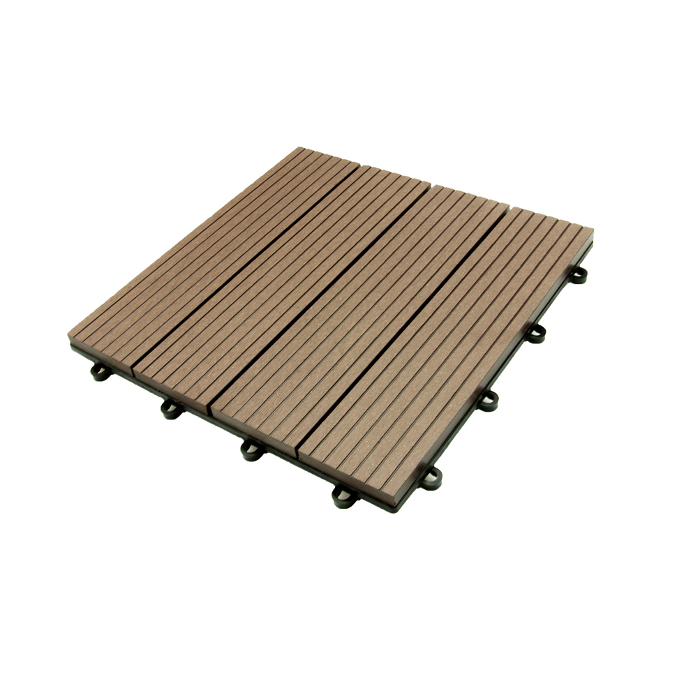  Outdoor Anti-UV Interlocking Wood Plastic Flooring Garden WPC Diy Deck Tile Composite Decking Tile