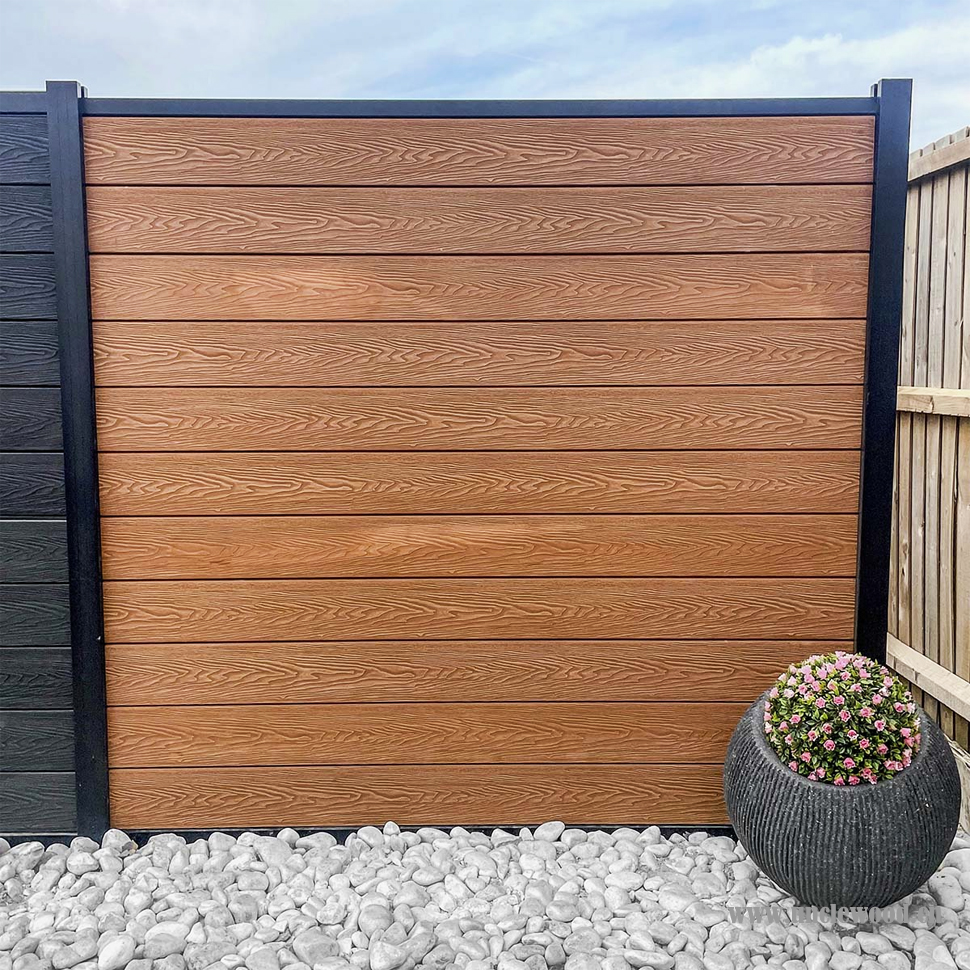 Artificial Fence WPC Composite Fence Plank Wood Plastic Composite Fencing Wood Grain Design For Outdoor