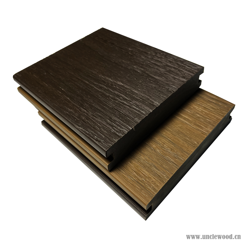 No Cracking No Warping ASA PVC Double Co-extrustion 3D Embossed Solid WPC Composite Decking Board