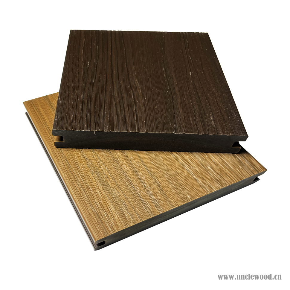 No Cracking No Warping ASA PVC Double Co-extrustion 3D Embossed Solid WPC Composite Decking Board