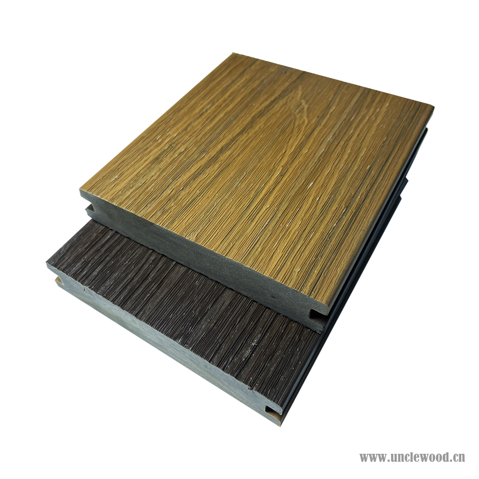 No Cracking No Warping ASA PVC Double Co-extrustion 3D Embossed Solid WPC Composite Decking Board