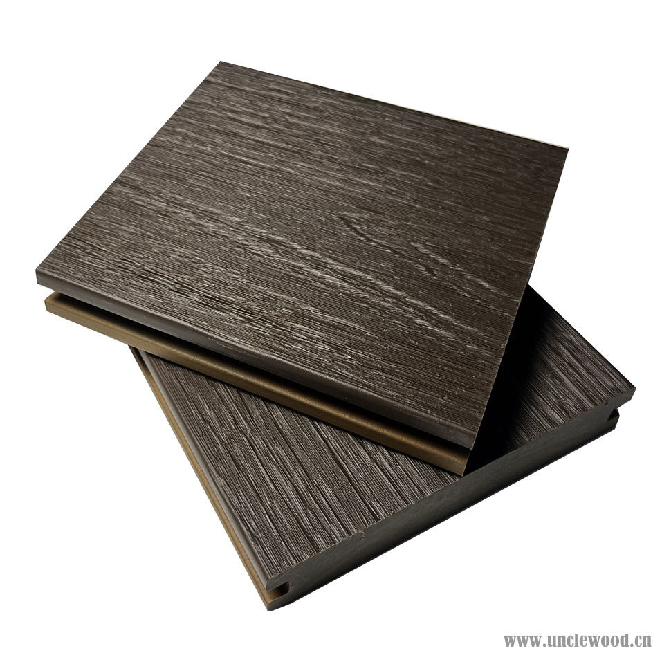 No Cracking No Warping ASA PVC Double Co-extrustion 3D Embossed Solid WPC Composite Decking Board