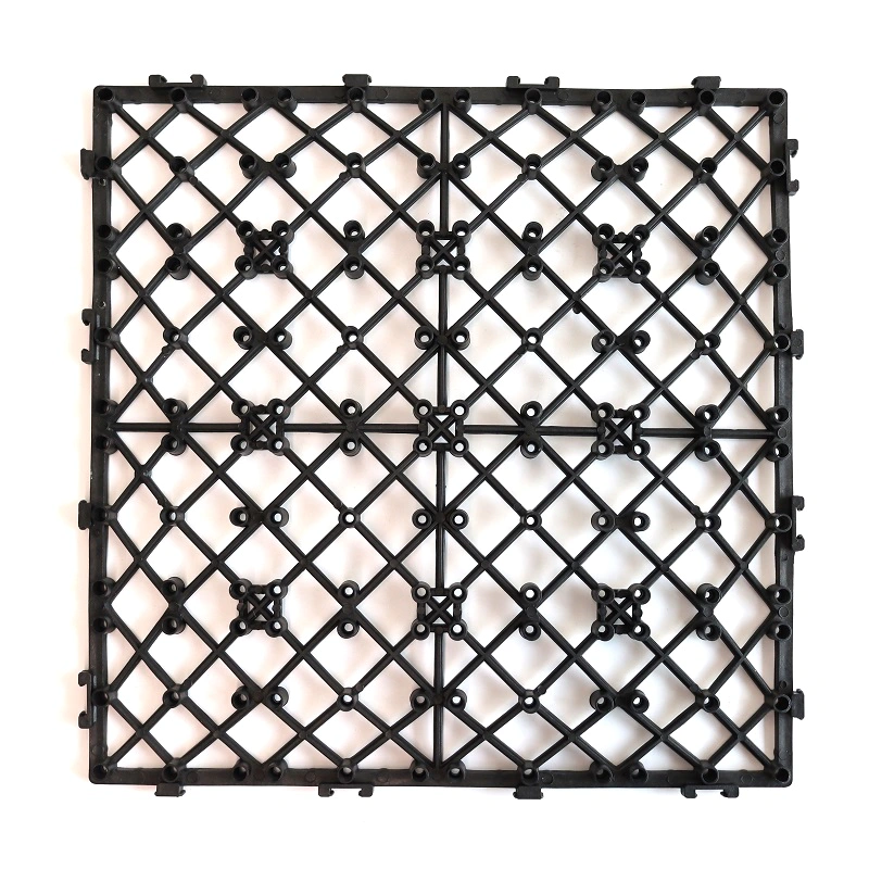 Four Way Interlocking Recycled Plastic Base Grid for WPC Composite Deck Tiles Perfect for Outdoor Flooring Support and Easy Installation