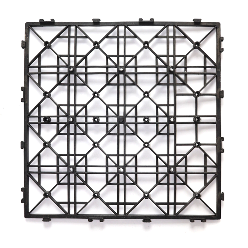 Four Way Interlocking Recycled Plastic Base Grid for WPC Composite Deck Tiles Perfect for Outdoor Flooring Support and Easy Installation