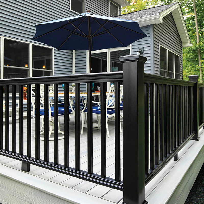 Deck Railing Wood Plastic Composite Stair Railing WPC Outdoor Handrail Cover Balustrades Rail