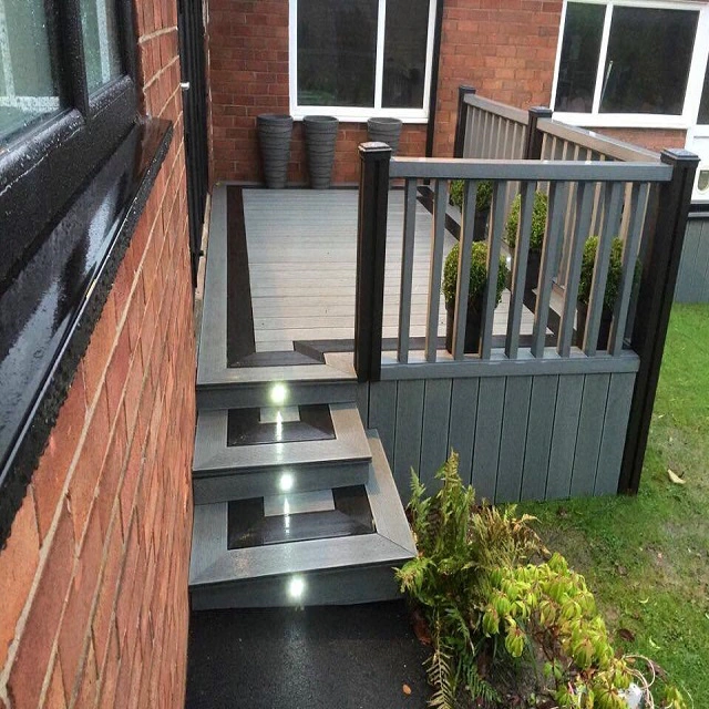 Deck Railing Wood Plastic Composite Stair Railing WPC Outdoor Handrail Cover Balustrades Rail