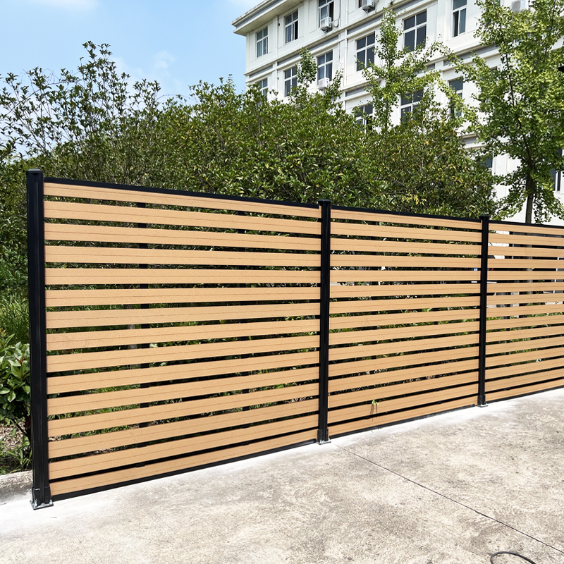 Outdoor Wood Plastic Full Partition Wall Panels Slat Fencing Screen Louver Fence Panels WPC Garden Fence Board