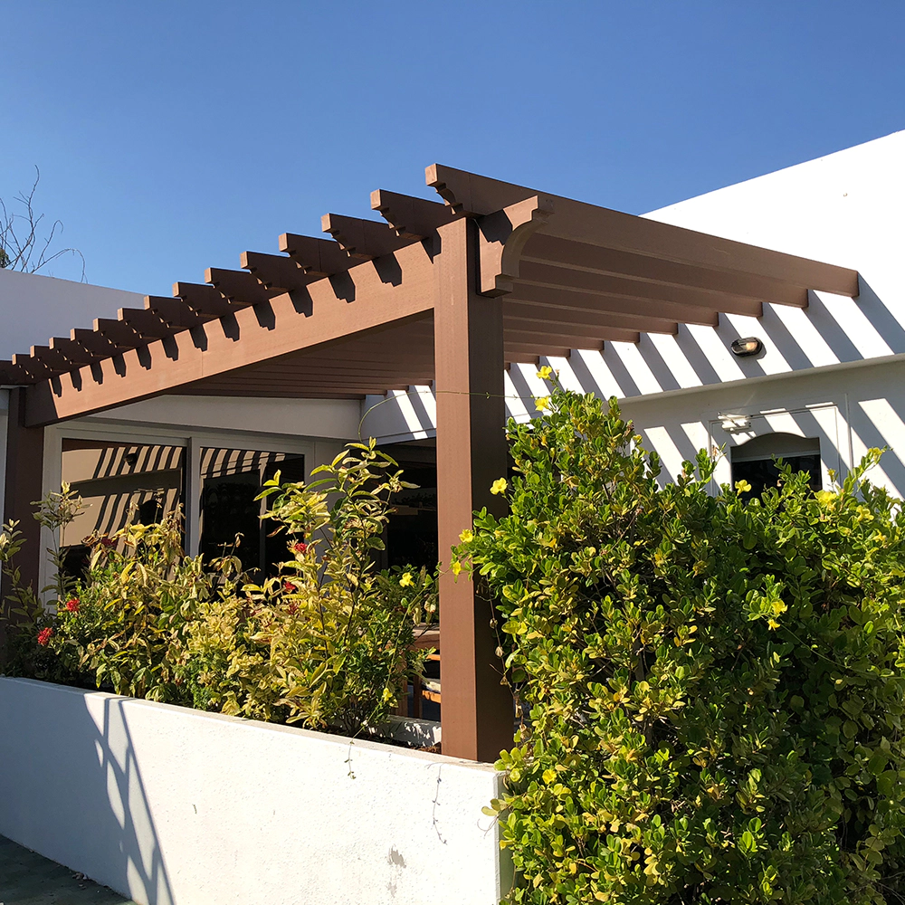 WPC Eco Friendly Outdoor Pergola for Garden Balcony Patio and Terrace Durable Wood Plastic Composite Structure