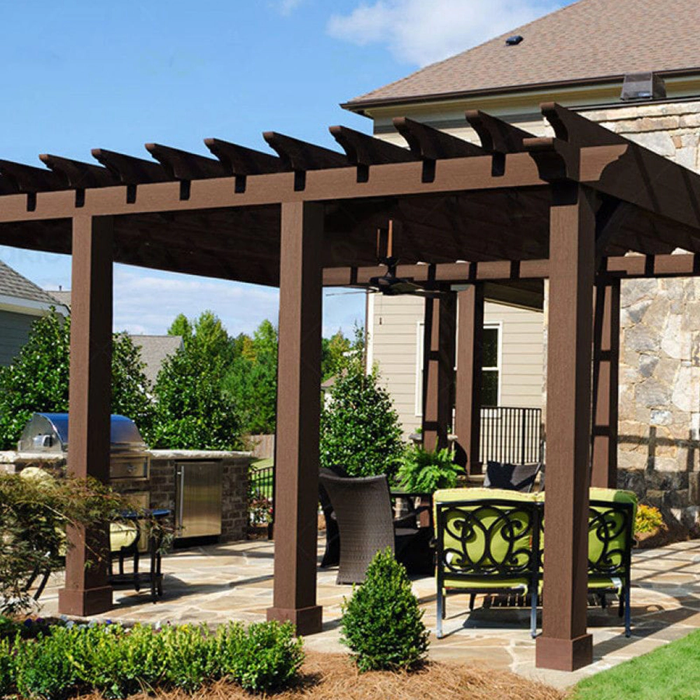WPC Eco Friendly Outdoor Pergola for Garden Balcony Patio and Terrace Durable Wood Plastic Composite Structure