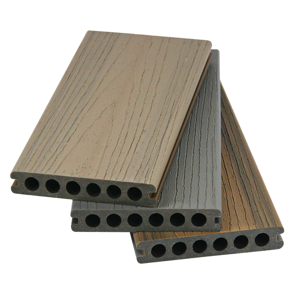 Waterproof Co-Extrusion WPC Decking Solid Color Interlocking Composite Decking Board Weather Resistant Outdoor Flooring