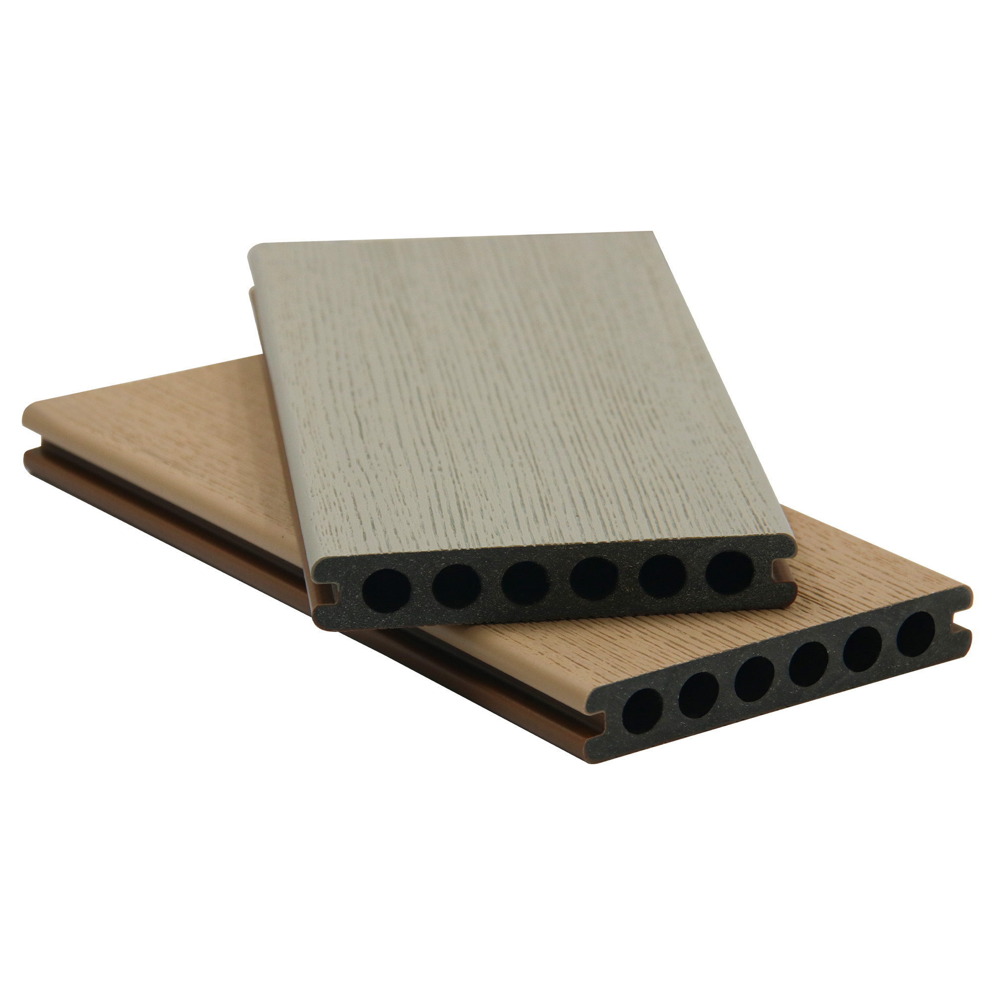 Co Extrusion Dual Color Bark Texture WPC Decking Board Waterproof Outdoor Composite Flooring for Garden Patio Balcony Applications